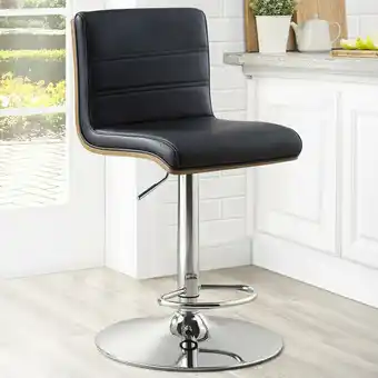 Costco Bayside Furnishings Black Bonded Leather Gas Lift Bar Stool with Wooden Back offer