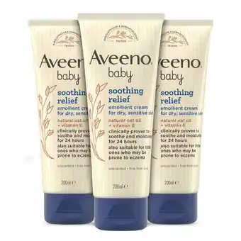 Costco Aveeno Baby Soothing Relief Emollient Cream, 3 x 200ml offer