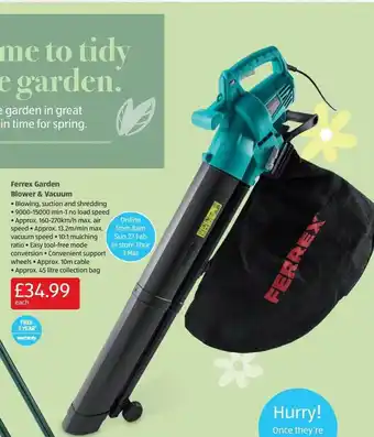 Aldi Ferrex Garden Blower & Vacuum offer