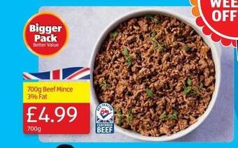 Aldi 700g Beef Mince 3% Fat offer