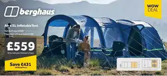 GO Outdoors Air 4 Xl Inflatable Tent Berghaus offer