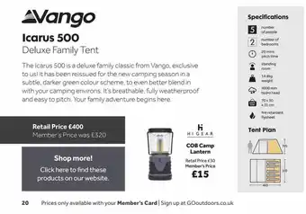 GO Outdoors Vango Icarus 500 Deluxe Family Tent offer