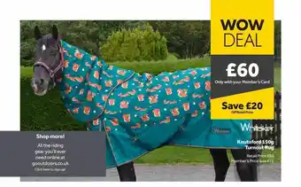 GO Outdoors Whitaker Knutsford 150g Turnout Rug offer