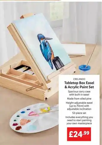 Lidl Crelando Tabletop Box Easel & Acrylic Paint Set offer