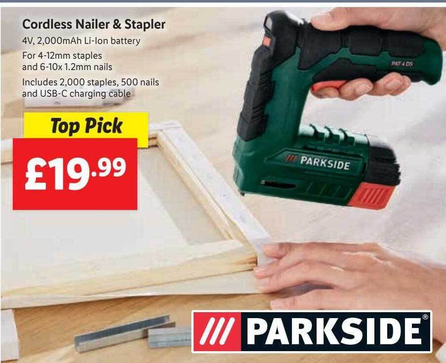 Parkside Cordless Nailer & Stapler offer at Lidl