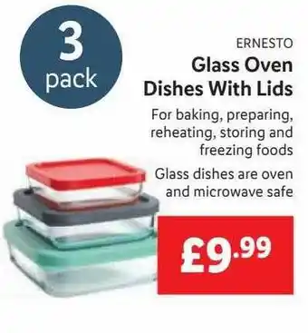 Lidl Ernesto Glass Oven Dishes With Lids offer
