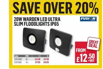 City Electrical Factors 20w Warden Led Ultra Slim Floodlights Ip65 Fusion offer