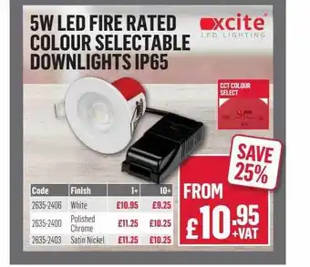 City Electrical Factors 5w Led Fire Rated Colour Selectable Downlights Ip65 Xcite offer