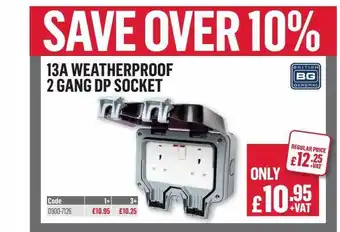 City Electrical Factors 13a Weatherproof 2 Gang Dp Socket Bg offer