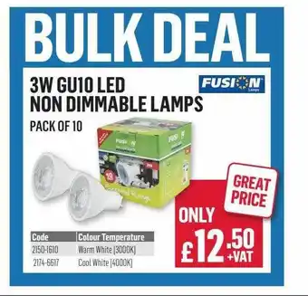 City Electrical Factors 3w Gu10 Led Non Dimmable Lamp Fusion offer