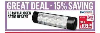 City Electrical Factors 1.5 Kw Halogen Patio Heater Bn Thermic offer