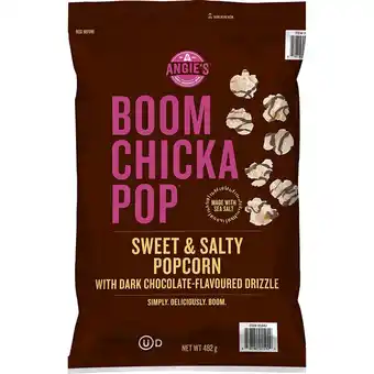 Costco Angie's Boom Chicka Pop Sweet & Salty Popcorn with Dark Chocolate Flavoured Drizzle, 482g offer