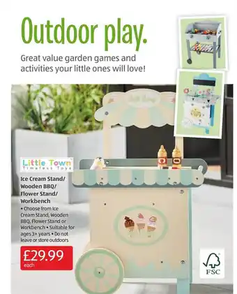 Aldi Ice Cream Stand-Wooden BBQ-Flower Stand-Workbench offer