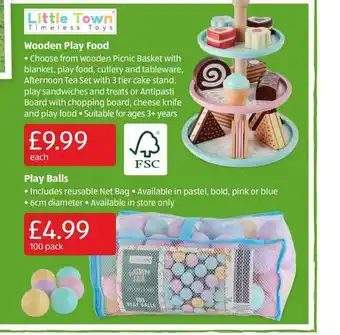 Aldi Wooden Play Food , Play Balls offer