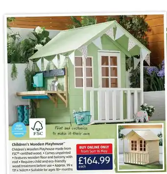 Aldi Children's Wooden Playhouse offer
