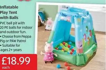 Aldi Inflatable Play Tent With Balls offer