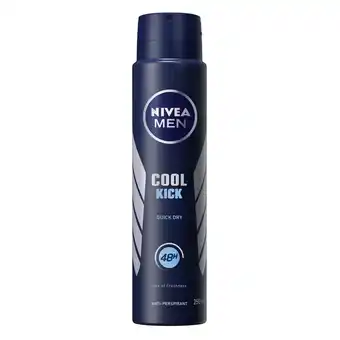Tesco Nivea For Men Cool Kick Antiperspirant Deodorant 250Ml offer