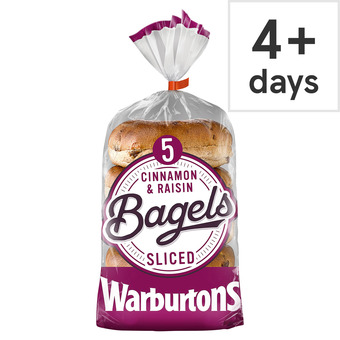 Tesco Warburtons 5 Cinnamon & Raisin Bagels offer