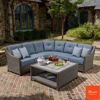 Costco SunVilla Malibu 4 Piece Deep Seating Sectional Corner Patio Set in Blue offer