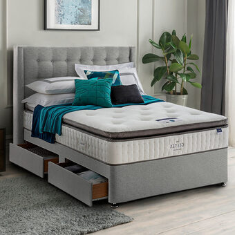Costco Silentnight 4 Drawer Divan Base with Bloomsbury Headboard in 4 Colours & 3 Sizes offer