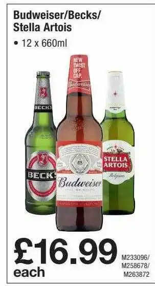 Makro Budweiser, Becks, Stella Artois offer