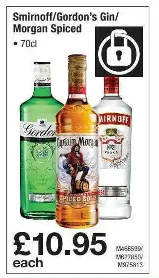 Makro Smirnoff, Gordons Gin, Morgan Spiced offer