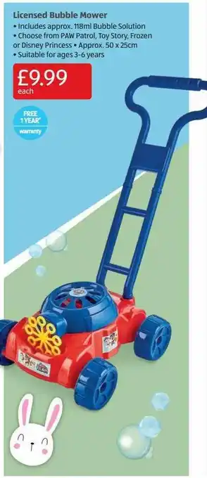 Aldi Licensed Bubble Mower offer