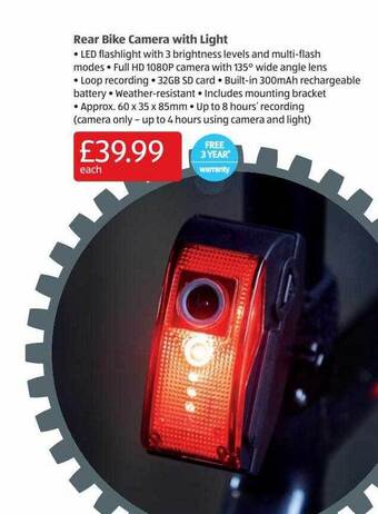 Aldi Rear Bike Camera With Light offer