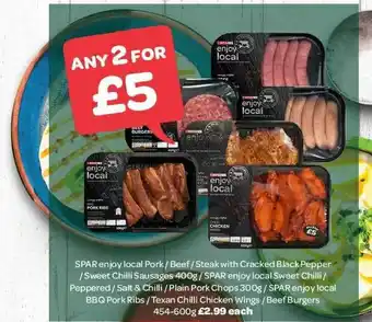 Spar Spar Enjoy Local Pork - Beef - Steak With Cracked Black Pepper - Sweet Chilli Sausages 400g - Spar Enjoy Local Sweet Chilli - offer