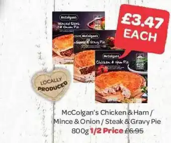 Spar Mccolgan's Chicken & Ham - Mince & Onion - Steak & Gravy Pie offer