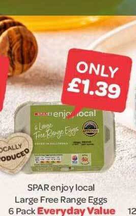 Spar Spar Enjoy Local Large Free Range Eggs 6 Pack offer