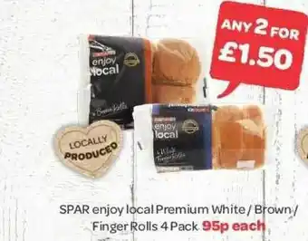 Spar Spar Enjoy Local Premium White - Brown - Finger Rolls 4 Pack offer