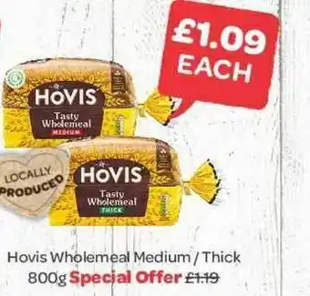 Spar Hovis Wholemeal Medium - Thick 800g offer