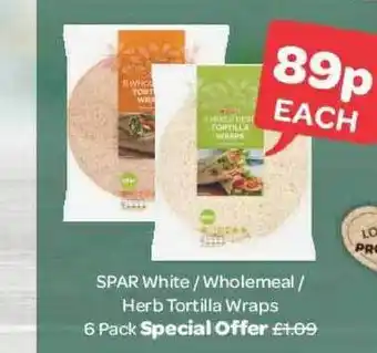 Spar White - Wholemeal - Herb Tortilla Wraps 6 Pack