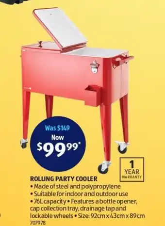 Aldi Rolling Party Cooler offer