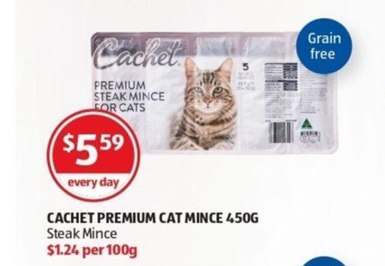 Cachet Premium Cat Mince 450g offer at Aldi