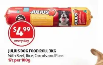 Aldi Julius Dog Food Roll 3kg offer