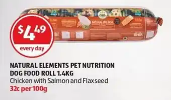 Aldi Natural Elements Pet Nutrition Dog Food Roll 1.4kg offer