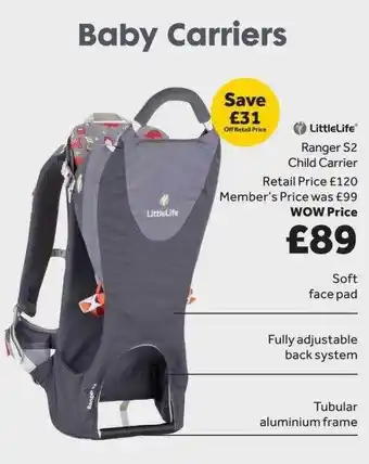 GO Outdoors Ranger 52 Child Carrier offer