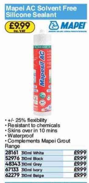 Toolstation Mapei Ac Solvent Free Silicone Sealant offer