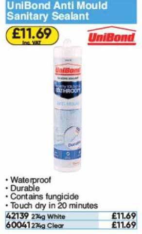 Toolstation Unibond Anti Mould Sanitary Sealant offer