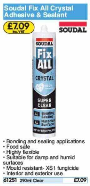 Toolstation Soudal Fix All Crystal Adhesive & Sealant offer