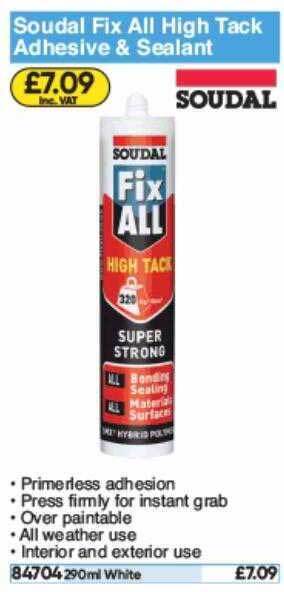 Toolstation Soudal Fix All High Tack Adhesive & Sealant offer