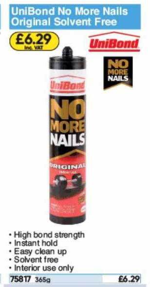 Toolstation Unibond No More Nails Original Solvent Free offer