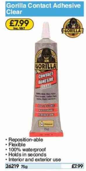Toolstation Gorilla Contact Adhesive Clear offer