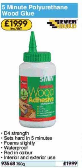 Toolstation 5 Minute Polyurethane Wood Glue offer