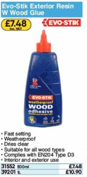 Toolstation Evo Stik Exterior Resin W Wood Glue offer