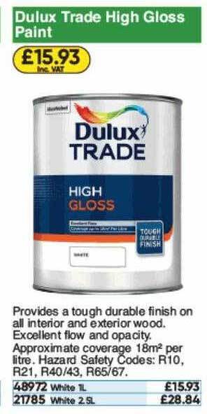 Toolstation Dulux Trade High Gloss Paint offer