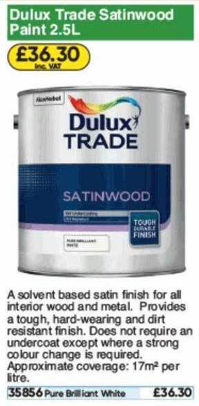 Toolstation Dulux Trade Satinwood Paint offer