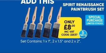 Toolstation Spirit Renaissance Paintbrush Set offer